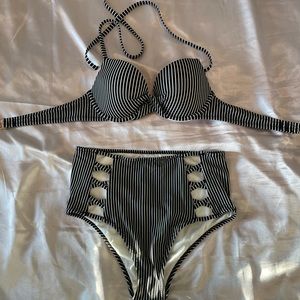 Black and white High waist Bikini